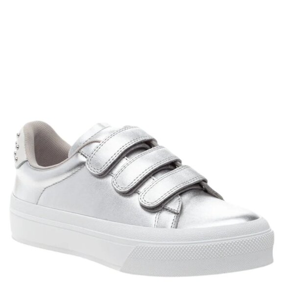 NEW JSLIDES Leather Gennie Sneakers IN silver for women 1225 3t7 - Picture 2 of 5